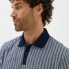 Navy Jacquard Stripe Polo Shirt