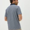 Navy Jacquard Stripe Polo Shirt